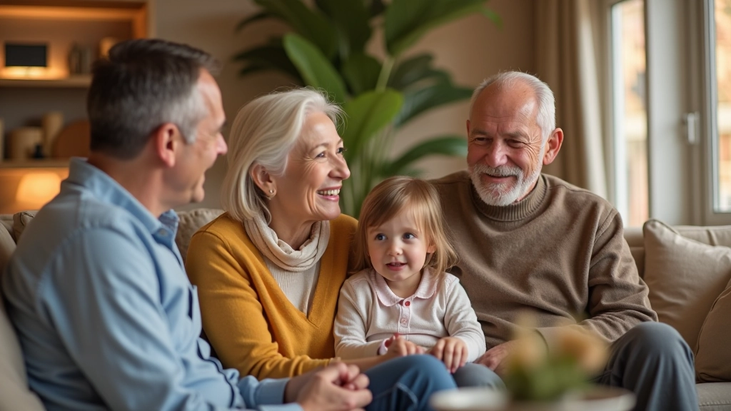 Aile birlikte oturmuş sohbet ediyor