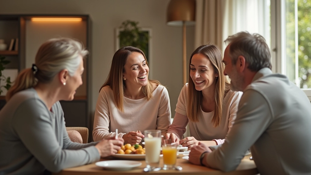 Modern Türk ailesinin mutlu anları, geniş bir aile toplantısında birlikte vakit geçiriyorlar